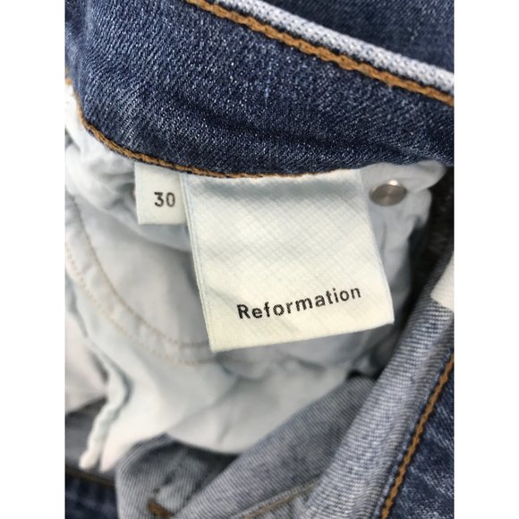 Reformation Mid Rise Slim Jean Kasai Wash Raw Hem Size 30 - Picture 5 of 5